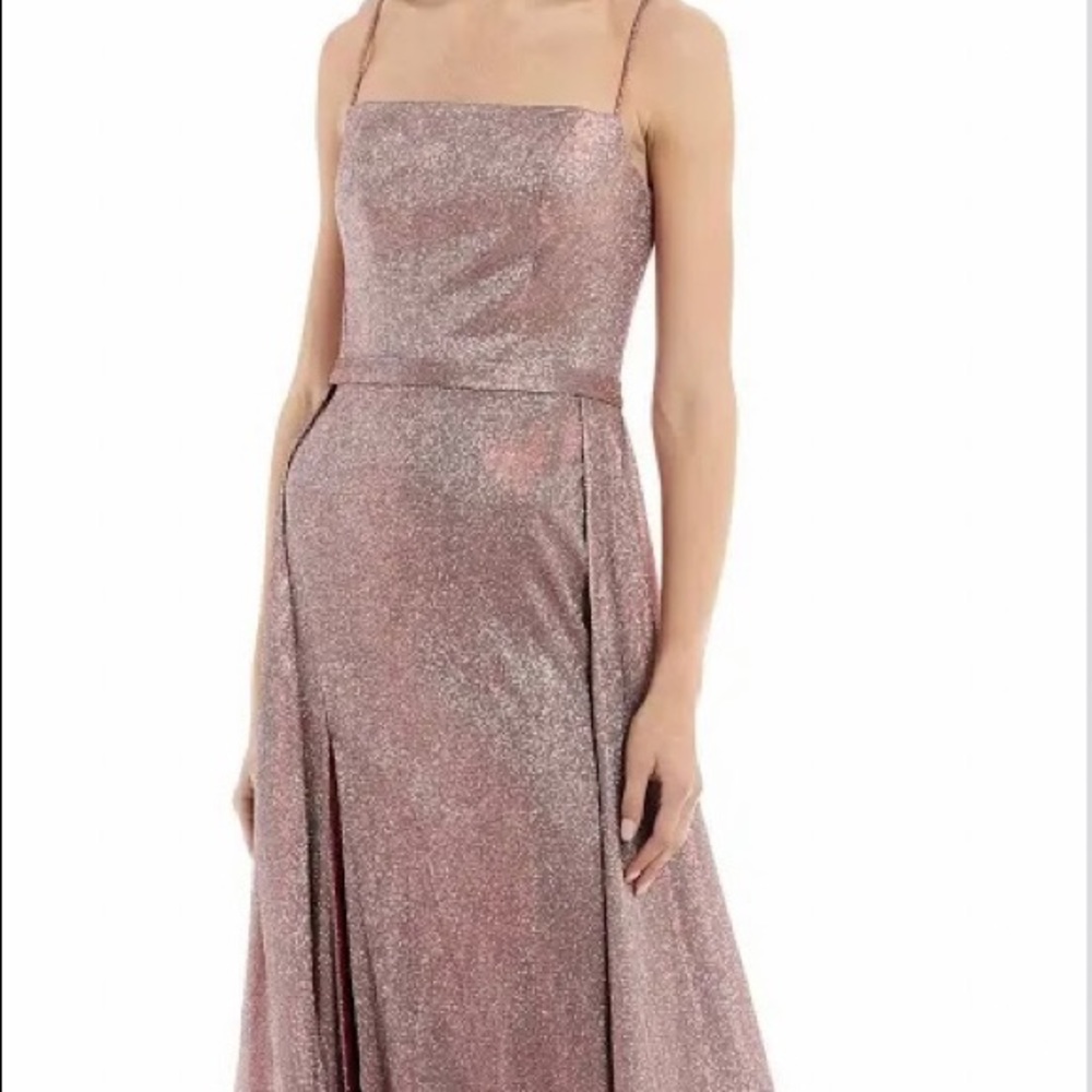 Glamour by Terani Couture Spaghetti- Strap Evening Gown